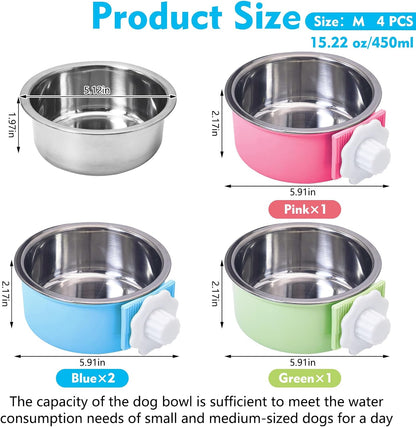 Stainless Steel Dog Bowls Set Removable no tip Puppy Food and Water Feeder Bowl Basic Metal Small Dog Bowls for Dogs Cats Rabbit Guinea Pigs Ferret