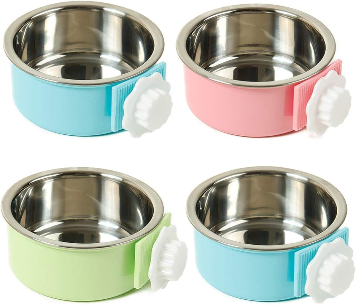 Stainless Steel Dog Bowls Set Removable no tip Puppy Food and Water Feeder Bowl Basic Metal Small Dog Bowls for Dogs Cats Rabbit Guinea Pigs Ferret