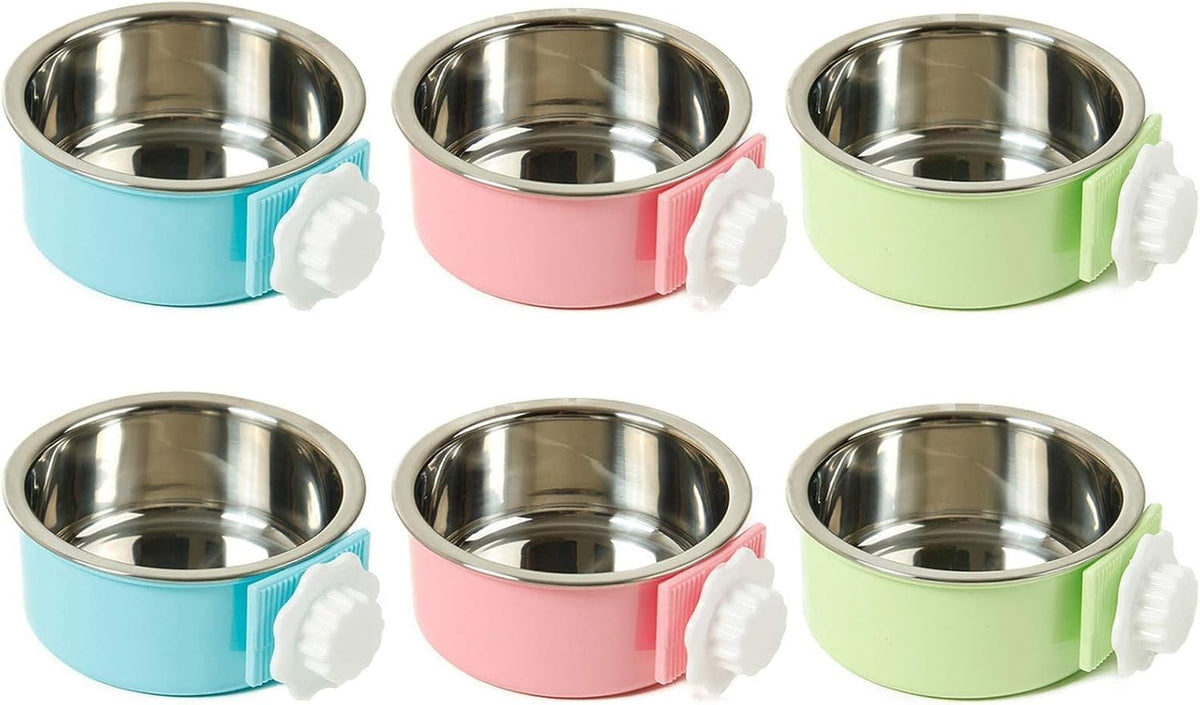 Stainless Steel Dog Bowls Set Removable no tip Puppy Food and Water Feeder Bowl Basic Metal Small Dog Bowls for Dogs Cats Rabbit Guinea Pigs Ferret