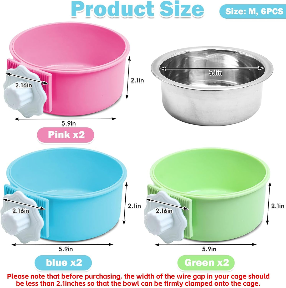 Stainless Steel Dog Bowls Set Removable no tip Puppy Food and Water Feeder Bowl Basic Metal Small Dog Bowls for Dogs Cats Rabbit Guinea Pigs Ferret