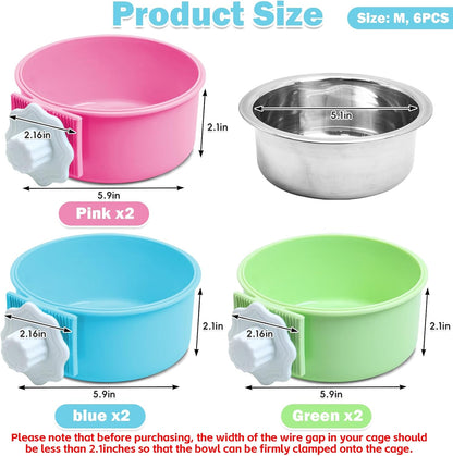 Stainless Steel Dog Bowls Set Removable no tip Puppy Food and Water Feeder Bowl Basic Metal Small Dog Bowls for Dogs Cats Rabbit Guinea Pigs Ferret