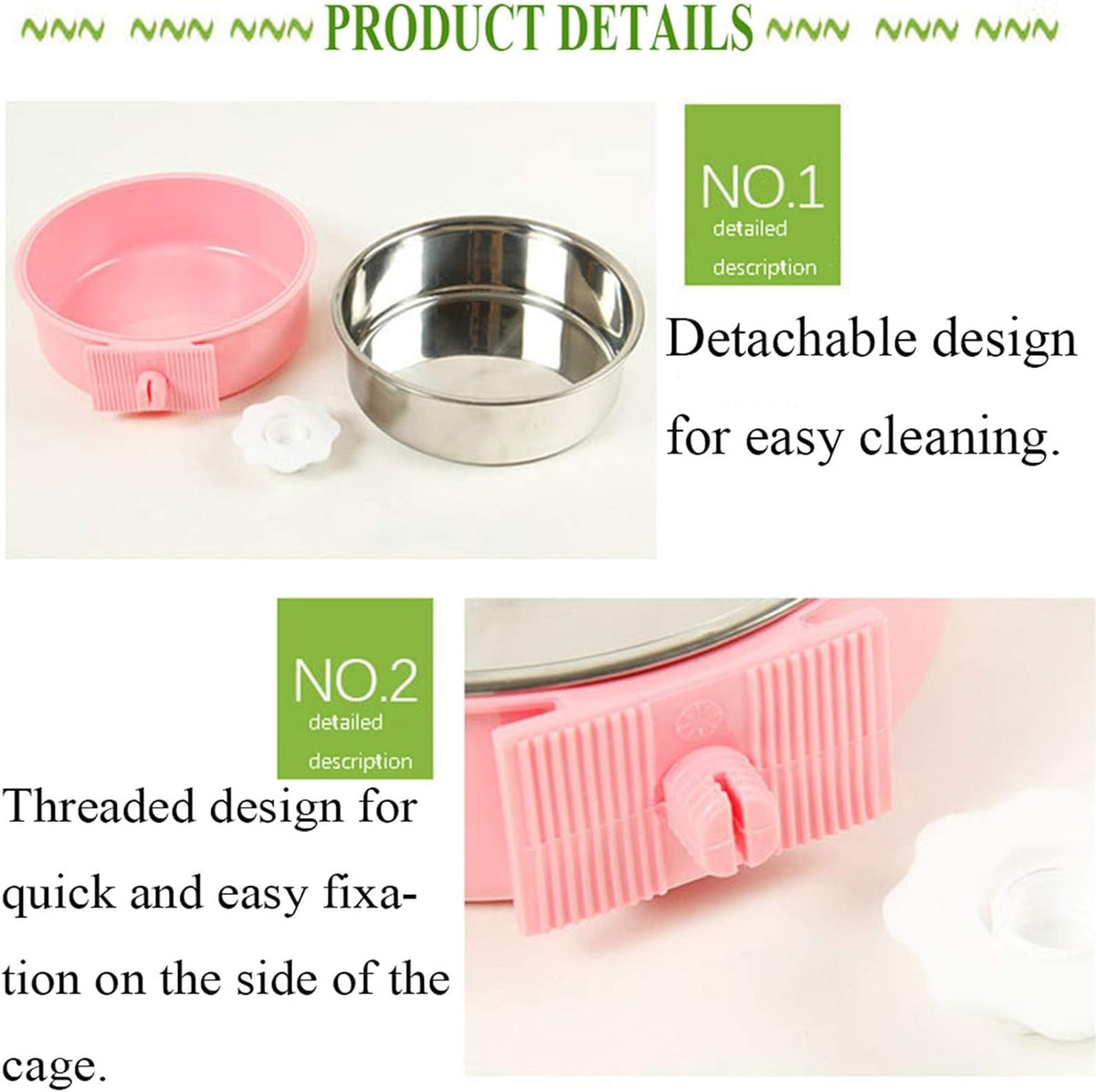 Stainless Steel Dog Bowls Set Removable no tip Puppy Food and Water Feeder Bowl Basic Metal Small Dog Bowls for Dogs Cats Rabbit Guinea Pigs Ferret