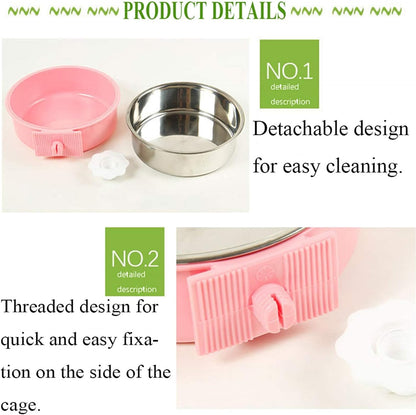 Stainless Steel Dog Bowls Set Removable no tip Puppy Food and Water Feeder Bowl Basic Metal Small Dog Bowls for Dogs Cats Rabbit Guinea Pigs Ferret