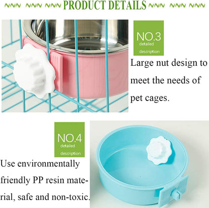 Stainless Steel Dog Bowls Set Removable no tip Puppy Food and Water Feeder Bowl Basic Metal Small Dog Bowls for Dogs Cats Rabbit Guinea Pigs Ferret