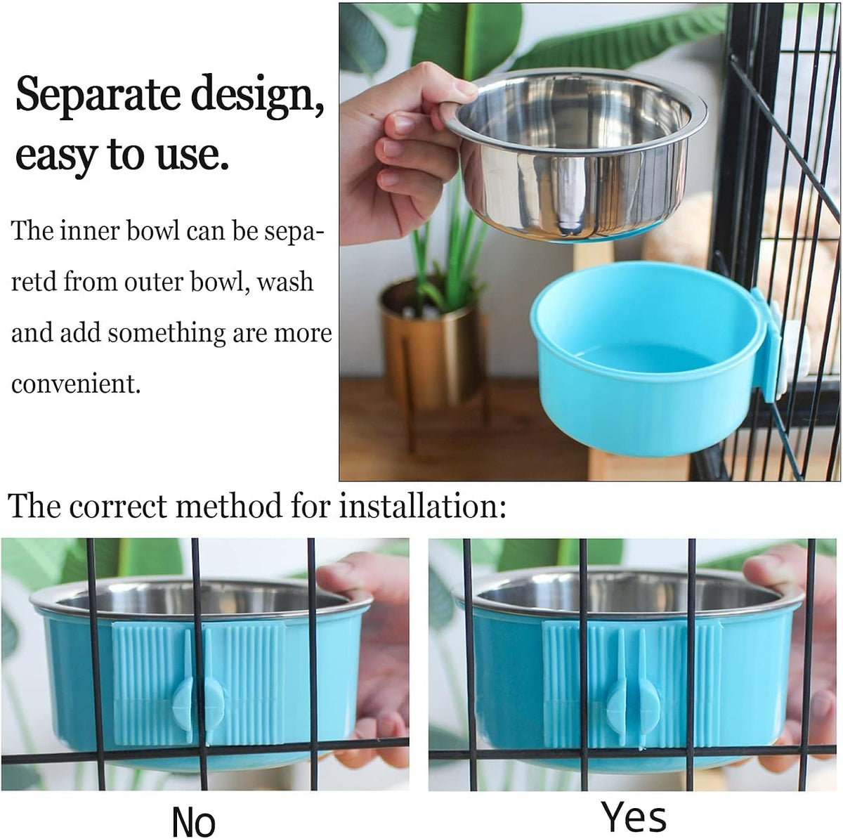 Stainless Steel Dog Bowls Set Removable no tip Puppy Food and Water Feeder Bowl Basic Metal Small Dog Bowls for Dogs Cats Rabbit Guinea Pigs Ferret