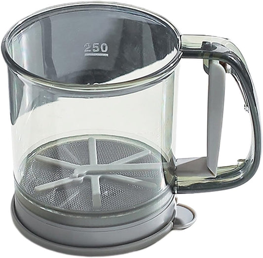 Flour Sifter for Baking, Plastic Flour Sifter, Double layer Flours Sieve with Hand Press Design, Handheld Powder Sifters Fine Mesh Kitchen Cooking Sieve Tools for Cooking(COLOR:Transparent Green)