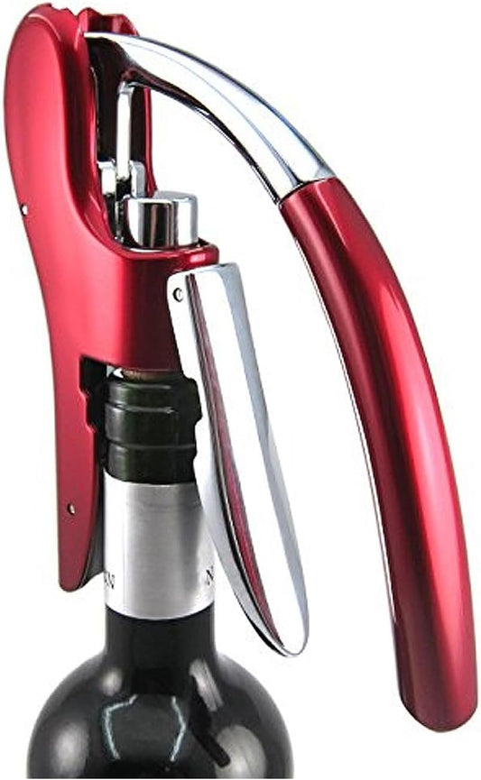 Wine Bottle Opener, Vertical Lever Corkscrew with Built in Foil Cutter Design, Manual Handheld Corkscrew with Ergonomic Lever Pump