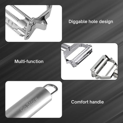 Go Store Stainless Steel Dual Blade Vegetable Peeler and Julienne Slicer, Silver