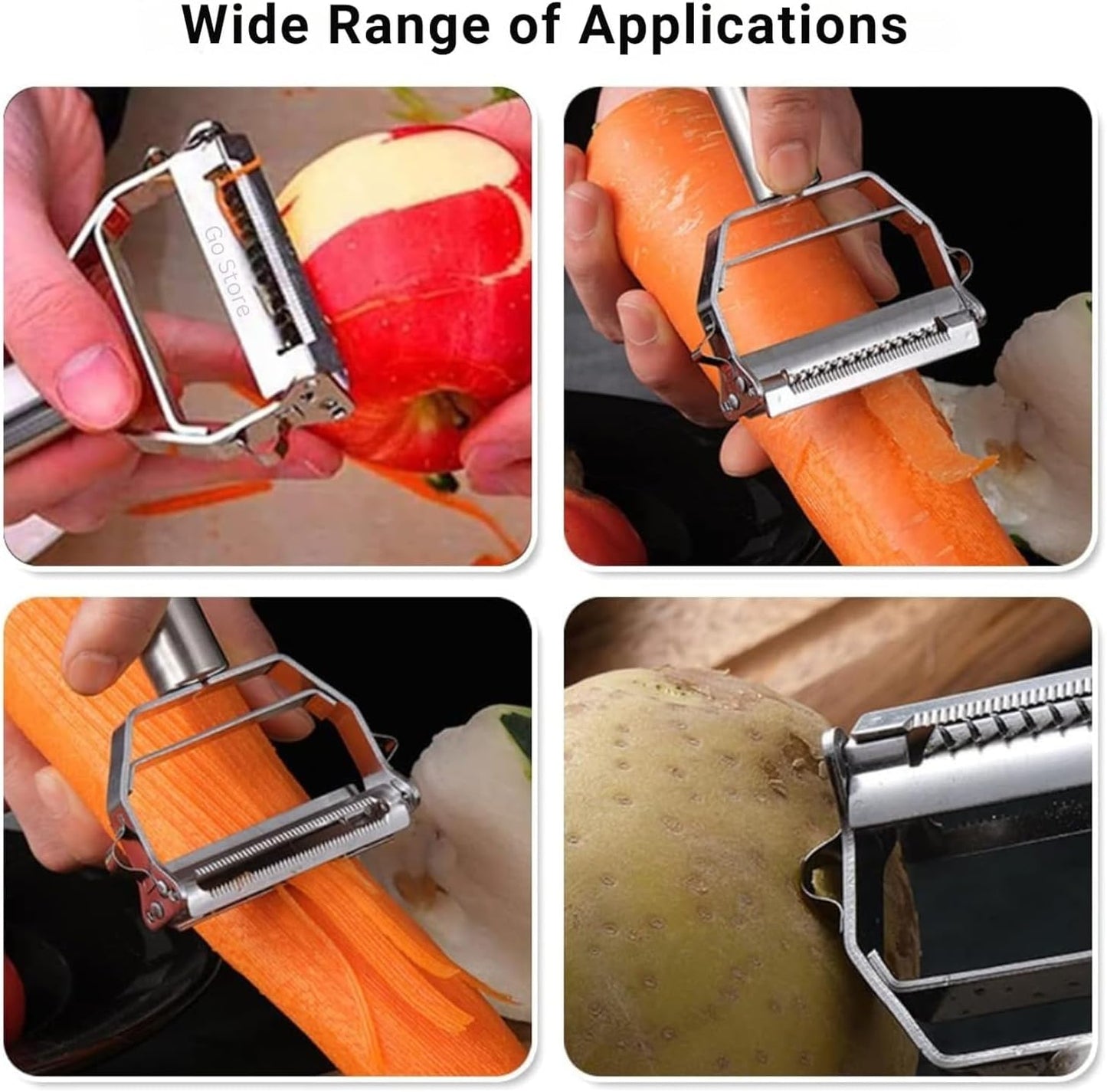 Go Store Stainless Steel Dual Blade Vegetable Peeler and Julienne Slicer, Silver