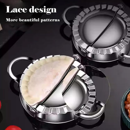 2-in-1 Stainless Steel Dumpling Maker Set with Dough Cutter - Professional Empanada Press & Pie Mold for Dumplings, Ravioli, Pierogi, Hand Pies - Dishwasher Safe