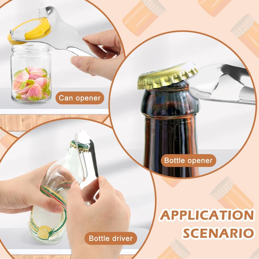 2pcs Mason Jar Opener,Non‑Dent Lid Remover with Built‑In Bottle Opener