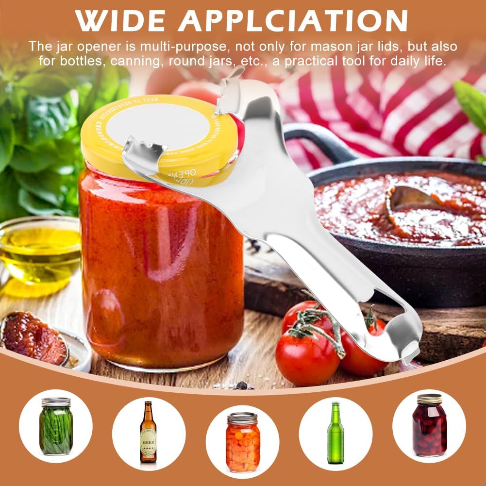 2pcs Mason Jar Opener,Non‑Dent Lid Remover with Built‑In Bottle Opener