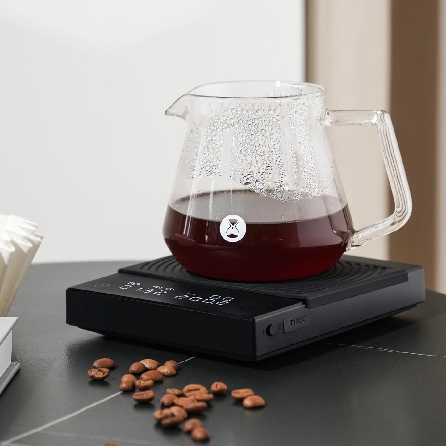 Coffee Scale Basic 2.0 Electronic Espresso Scale with Water Flow Rate and Timer Function, Free Switching of Ounce/kg Units, Digital Scale for Kitchen/Baking/Cooking, Black
