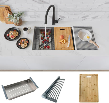Workstation Kitchen Sink Accessories Kit. Includes: Colander, Drying Rack and Cutting Board for 17 inches sink opening, A-919KIT