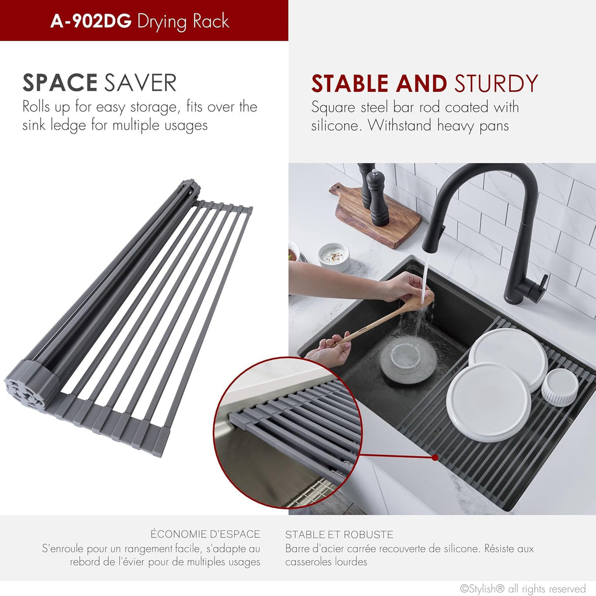 Workstation Kitchen Sink Accessories Kit. Includes: Colander, Drying Rack and Cutting Board for 17 inches sink opening, A-919KIT