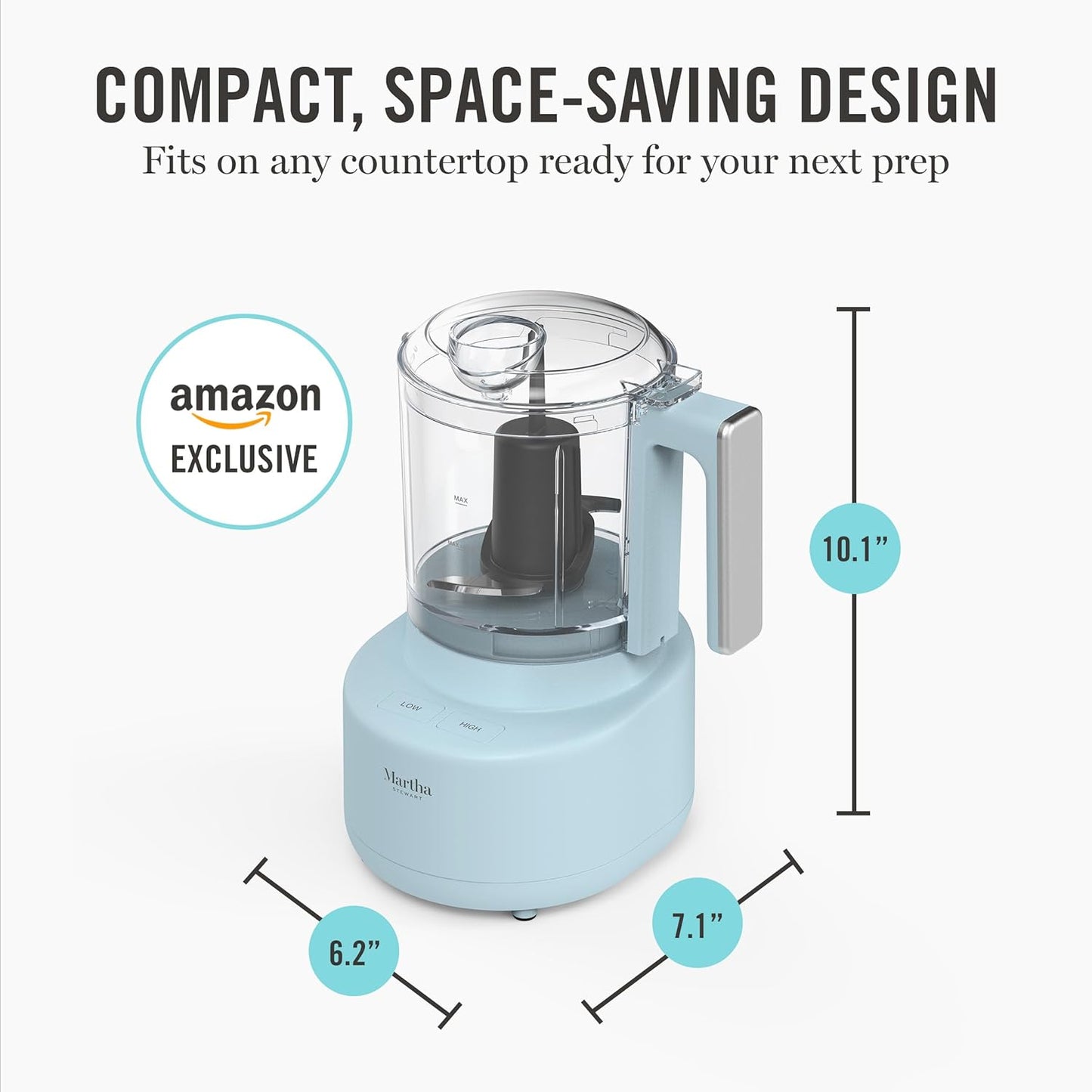 3 Cup Electric Food Chopper, Vegetable & Herb Mini Food Processor, 24oz BPA-Free Bowl, Stainless Steel Blades, Pour Spout, Dicing, Mincing, Chop & Puree, Dishwasher Safe, Sky