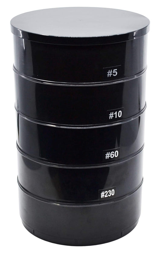EISCO 6 Piece Stackable Assorted Mesh Sieve Set, 7 Inch - Plastic - Includes #5, 10, 60, and #230 Plus Bottom Pan and Cover
