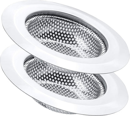 2Pcs Kitchen Sink Strainer, Stainless Steel Mesh Sink Drain Cover, Large Wide Rim 4.5" Diameter Sink Drain Strainer Basket Catcher
