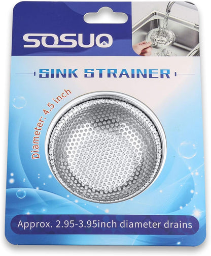 2Pcs Kitchen Sink Strainer, Stainless Steel Mesh Sink Drain Cover, Large Wide Rim 4.5" Diameter Sink Drain Strainer Basket Catcher