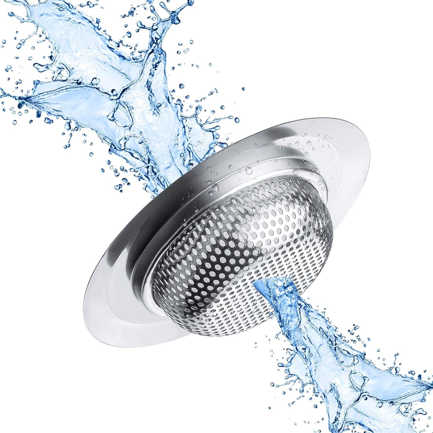 2Pcs Kitchen Sink Strainer, Stainless Steel Mesh Sink Drain Cover, Large Wide Rim 4.5" Diameter Sink Drain Strainer Basket Catcher