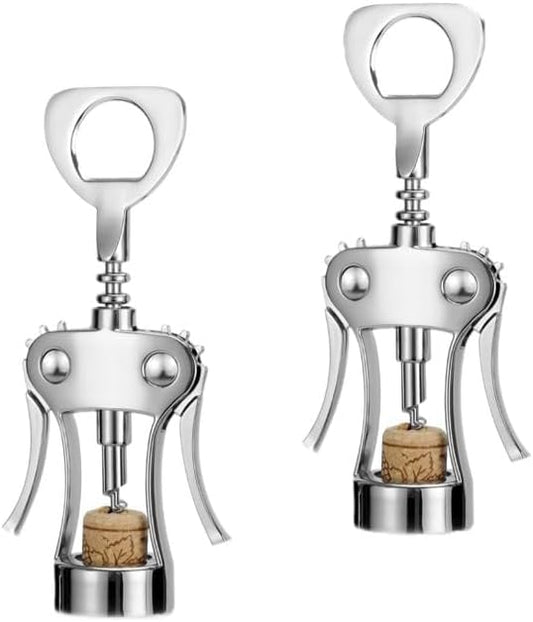 Wine Opener, Bottle Opener, Wing Heavy Duty, Silver, Sharp Wine with Ergonomic Non-Slip, Heavy Duty Multifunctional Tool for Kitchen, Bar, Restaurant & Waiters, pack of 2