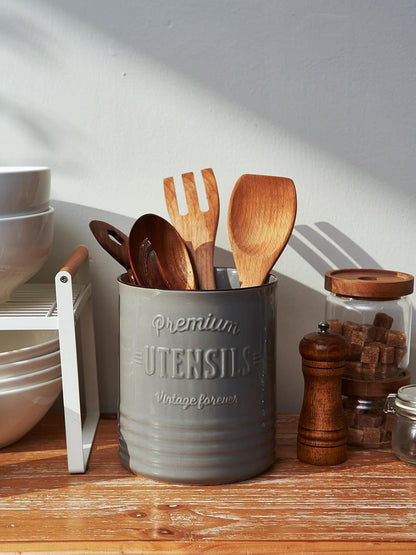 7.2″ Extra Large Kitchen Utensil Holder, Farmhouse Utensil Holder for Countertop, Ceramic Utensil Crock with Protection Cork Mat, Utensil Organizer for Kitchen Decor & Housewarming Gift, White