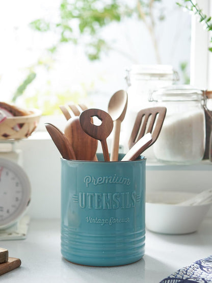 7.2″ Extra Large Kitchen Utensil Holder, Farmhouse Utensil Holder for Countertop, Ceramic Utensil Crock with Protection Cork Mat, Utensil Organizer for Kitchen Decor & Housewarming Gift, White