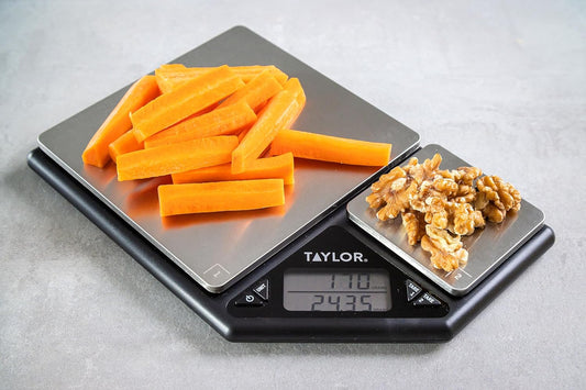 KitchenCraft Digital Kitchen Scale Dual Platform, Pro Professional Standard, Precision Accuracy and Tare Function, Brushed Stainless Steel, 5kg Capacity Black/Silver