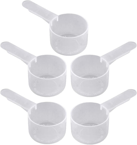 25 mL (25 cc / 5 tsp / 0.85 oz) Plastic Measuring Scoop with Medium Handle - Small Portion Scoop for Spices, Powders, Granules, Coffee, and Seed Packing (5)