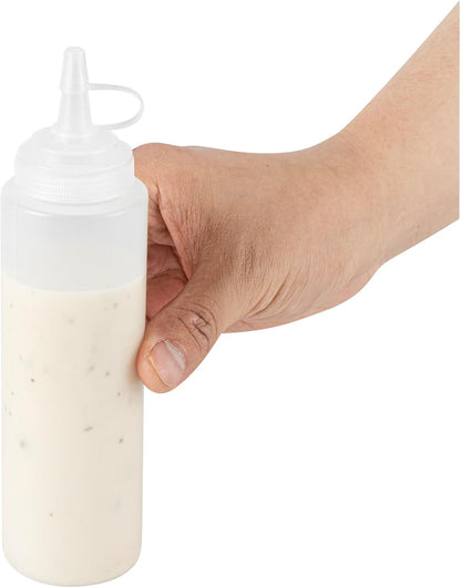 Plastic Squeeze Bottle 20 oz Refillable Condiment Bottle Large Valve Dishwashable Yellow Inverted Sauce Dispenser For Thick Condiments, Dressings, Batter, Sour Cream, And Syrups