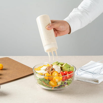 Plastic Squeeze Bottle 20 oz Refillable Condiment Bottle Large Valve Dishwashable Yellow Inverted Sauce Dispenser For Thick Condiments, Dressings, Batter, Sour Cream, And Syrups