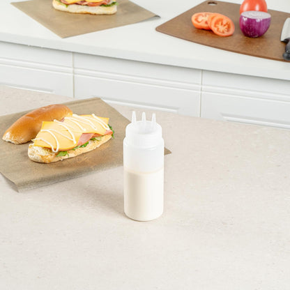 Plastic Squeeze Bottle 20 oz Refillable Condiment Bottle Large Valve Dishwashable Yellow Inverted Sauce Dispenser For Thick Condiments, Dressings, Batter, Sour Cream, And Syrups