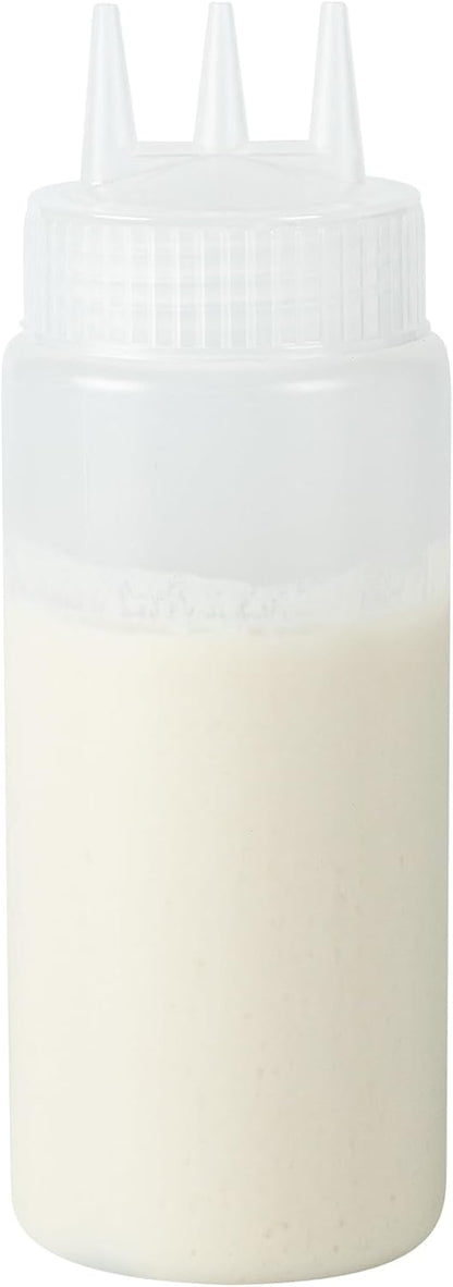 Plastic Squeeze Bottle 20 oz Refillable Condiment Bottle Large Valve Dishwashable Yellow Inverted Sauce Dispenser For Thick Condiments, Dressings, Batter, Sour Cream, And Syrups