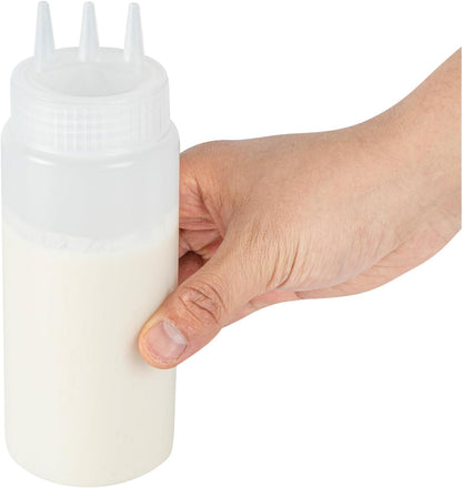 Plastic Squeeze Bottle 20 oz Refillable Condiment Bottle Large Valve Dishwashable Yellow Inverted Sauce Dispenser For Thick Condiments, Dressings, Batter, Sour Cream, And Syrups
