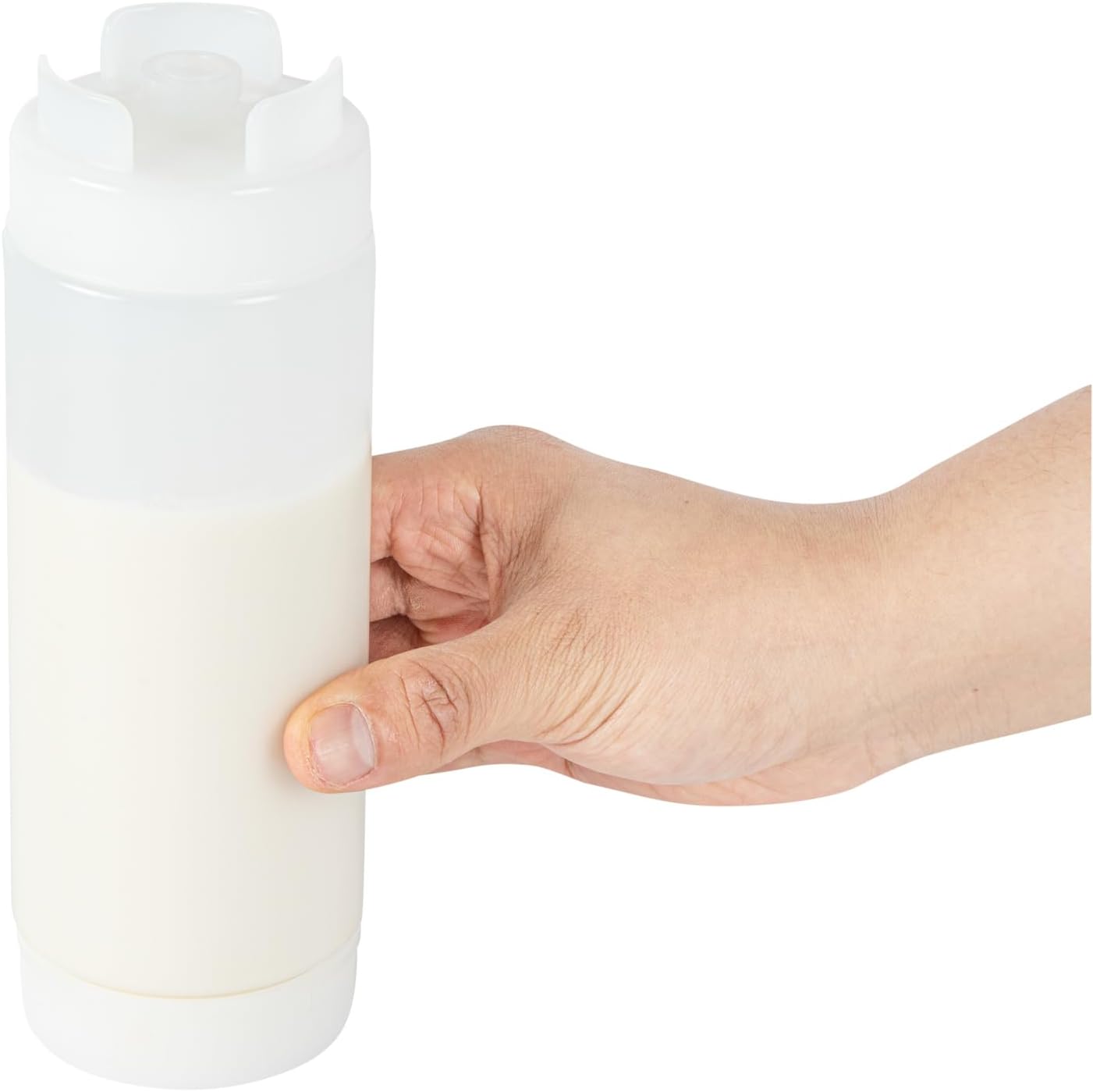 Plastic Squeeze Bottle 20 oz Refillable Condiment Bottle Large Valve Dishwashable Yellow Inverted Sauce Dispenser For Thick Condiments, Dressings, Batter, Sour Cream, And Syrups