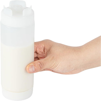 Plastic Squeeze Bottle 20 oz Refillable Condiment Bottle Large Valve Dishwashable Yellow Inverted Sauce Dispenser For Thick Condiments, Dressings, Batter, Sour Cream, And Syrups