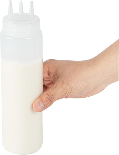 Plastic Squeeze Bottle 20 oz Refillable Condiment Bottle Large Valve Dishwashable Yellow Inverted Sauce Dispenser For Thick Condiments, Dressings, Batter, Sour Cream, And Syrups