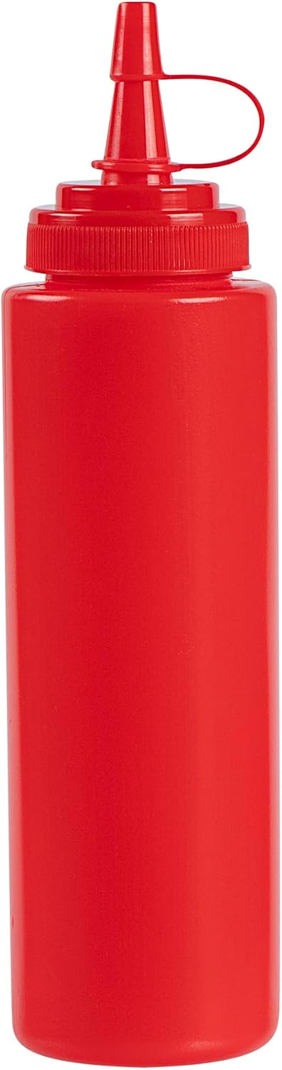 Plastic Squeeze Bottle 20 oz Refillable Condiment Bottle Large Valve Dishwashable Yellow Inverted Sauce Dispenser For Thick Condiments, Dressings, Batter, Sour Cream, And Syrups