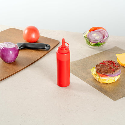 Plastic Squeeze Bottle 20 oz Refillable Condiment Bottle Large Valve Dishwashable Yellow Inverted Sauce Dispenser For Thick Condiments, Dressings, Batter, Sour Cream, And Syrups