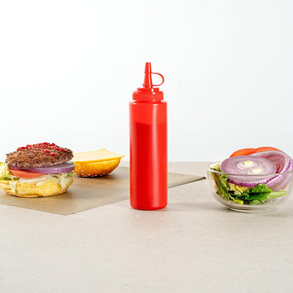 Plastic Squeeze Bottle 20 oz Refillable Condiment Bottle Large Valve Dishwashable Yellow Inverted Sauce Dispenser For Thick Condiments, Dressings, Batter, Sour Cream, And Syrups