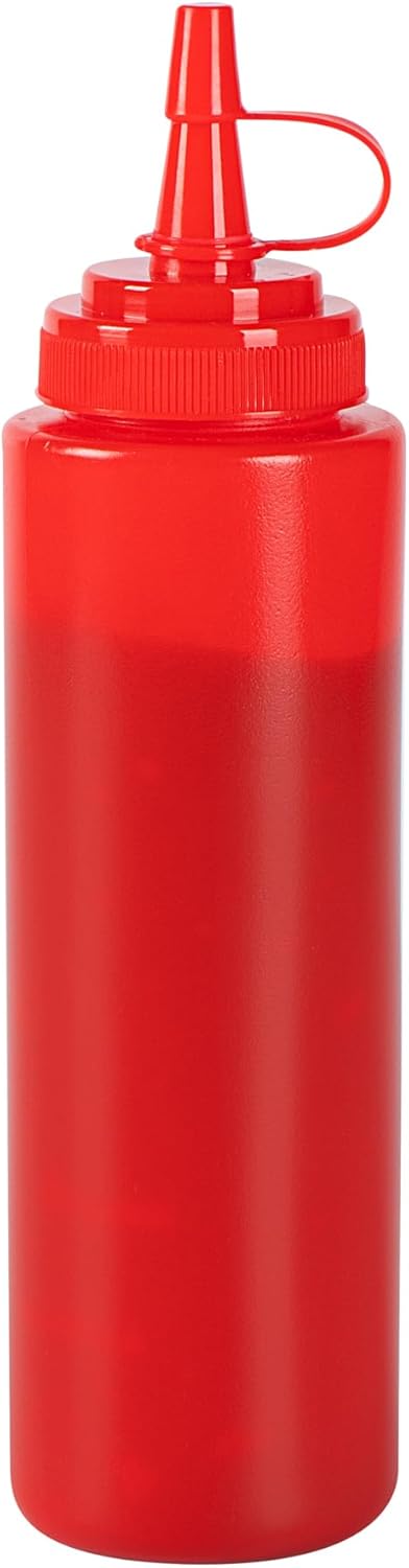 Plastic Squeeze Bottle 20 oz Refillable Condiment Bottle Large Valve Dishwashable Yellow Inverted Sauce Dispenser For Thick Condiments, Dressings, Batter, Sour Cream, And Syrups