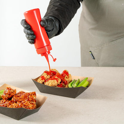 Plastic Squeeze Bottle 20 oz Refillable Condiment Bottle Large Valve Dishwashable Yellow Inverted Sauce Dispenser For Thick Condiments, Dressings, Batter, Sour Cream, And Syrups