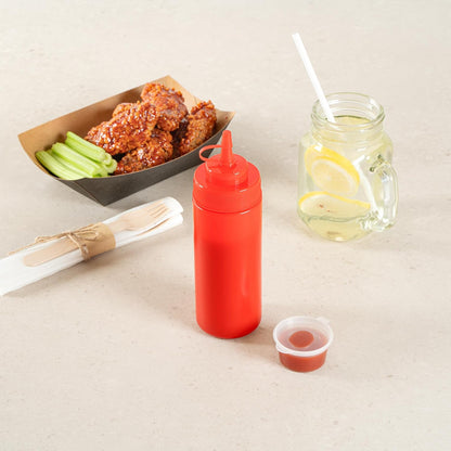 Plastic Squeeze Bottle 20 oz Refillable Condiment Bottle Large Valve Dishwashable Yellow Inverted Sauce Dispenser For Thick Condiments, Dressings, Batter, Sour Cream, And Syrups
