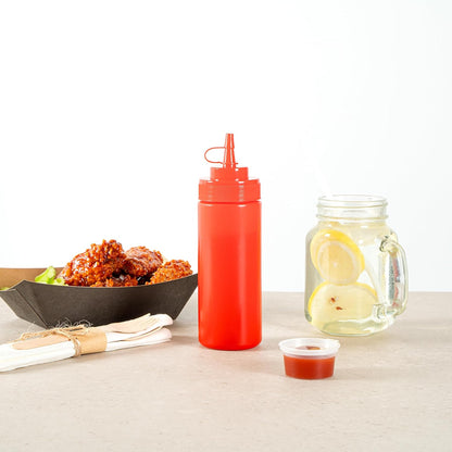Plastic Squeeze Bottle 20 oz Refillable Condiment Bottle Large Valve Dishwashable Yellow Inverted Sauce Dispenser For Thick Condiments, Dressings, Batter, Sour Cream, And Syrups