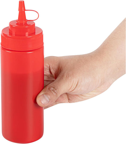 Plastic Squeeze Bottle 20 oz Refillable Condiment Bottle Large Valve Dishwashable Yellow Inverted Sauce Dispenser For Thick Condiments, Dressings, Batter, Sour Cream, And Syrups