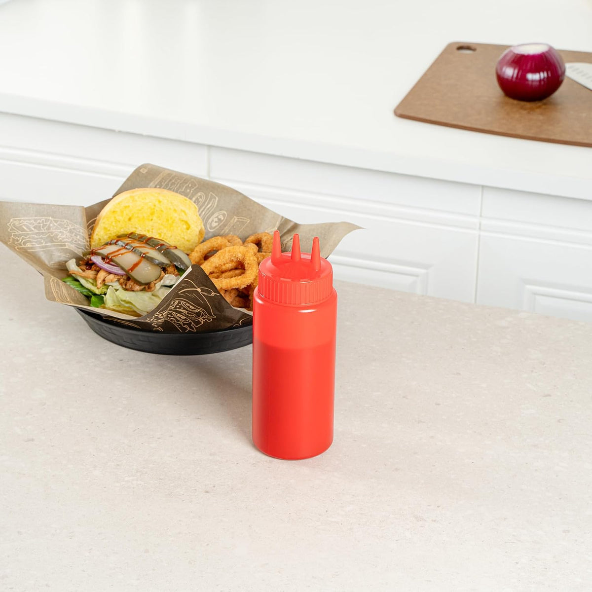 Plastic Squeeze Bottle 20 oz Refillable Condiment Bottle Large Valve Dishwashable Yellow Inverted Sauce Dispenser For Thick Condiments, Dressings, Batter, Sour Cream, And Syrups