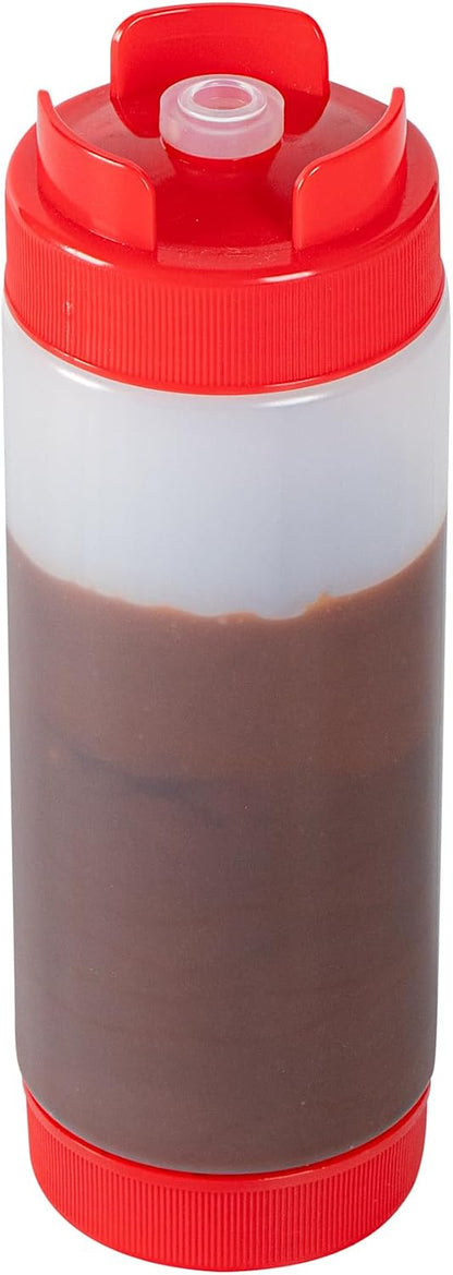 Plastic Squeeze Bottle 20 oz Refillable Condiment Bottle Large Valve Dishwashable Yellow Inverted Sauce Dispenser For Thick Condiments, Dressings, Batter, Sour Cream, And Syrups