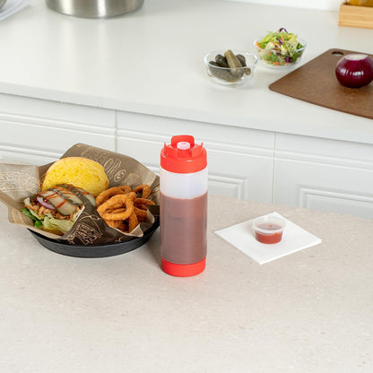 Plastic Squeeze Bottle 20 oz Refillable Condiment Bottle Large Valve Dishwashable Yellow Inverted Sauce Dispenser For Thick Condiments, Dressings, Batter, Sour Cream, And Syrups