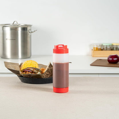 Plastic Squeeze Bottle 20 oz Refillable Condiment Bottle Large Valve Dishwashable Yellow Inverted Sauce Dispenser For Thick Condiments, Dressings, Batter, Sour Cream, And Syrups