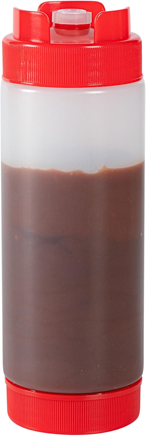 Plastic Squeeze Bottle 20 oz Refillable Condiment Bottle Large Valve Dishwashable Yellow Inverted Sauce Dispenser For Thick Condiments, Dressings, Batter, Sour Cream, And Syrups